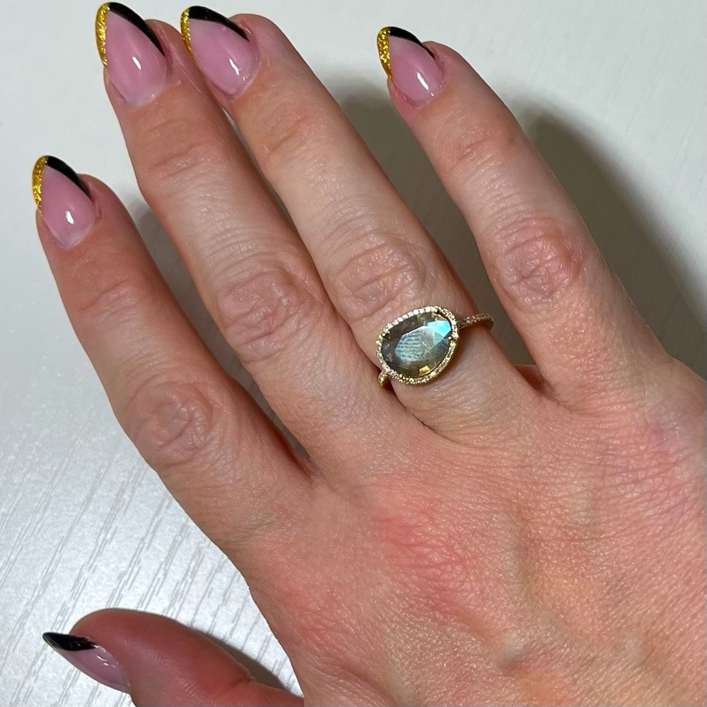 BRAND NEW Zoe Lev Jewelry Labradorite Diamond Ring sz 5